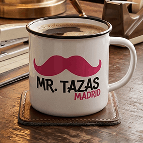 Tazas vintage personalizadas estilo retro de cerámica con borde negro