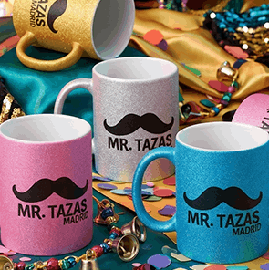 Tazas con purpurina personalizadas efecto glitter brillante para regalo