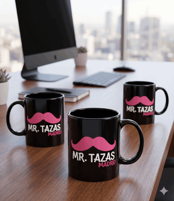 Taza negra de cerámica personalizada para merchandising ejecutivo y regalos de empresa