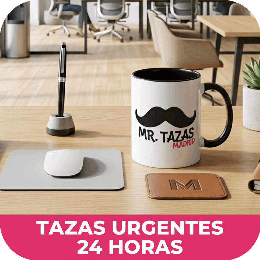 Tazas personalizadas con impresión urgente en 24 horas en Madrid