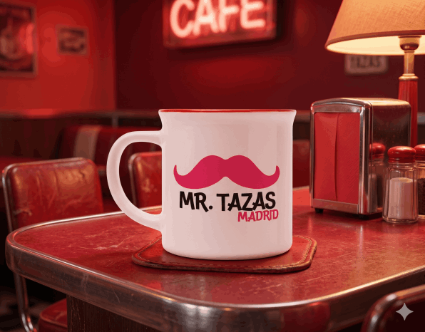 Taza vintage de alta calidad fabricada en taller de Coslada.